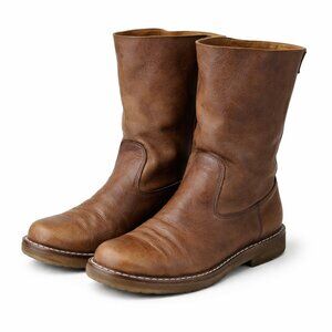 ROOTS Leather Pull-On Boots Brown Made in Canada Crepe Sole Women’s 7.5–8